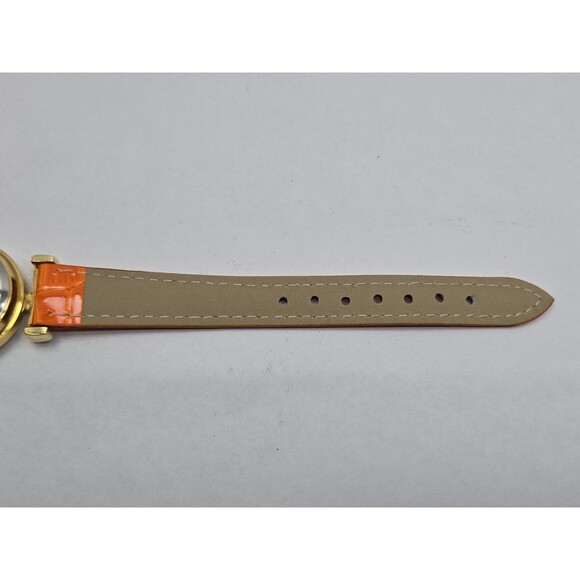 Venice Art Glass Murano Millefiori Gold Tone Orange Round Wristwatch New Battery main image 9